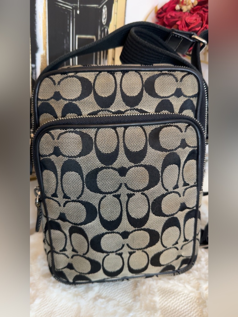 Coach Black and Tan Signature Messenger Crossbody - Picture 5 of 11